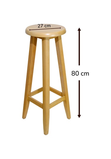 El Yapımı Doğal Ahşap Yuvarlak Tabure 80 Cm Şık Ve Dayanıklı Natural