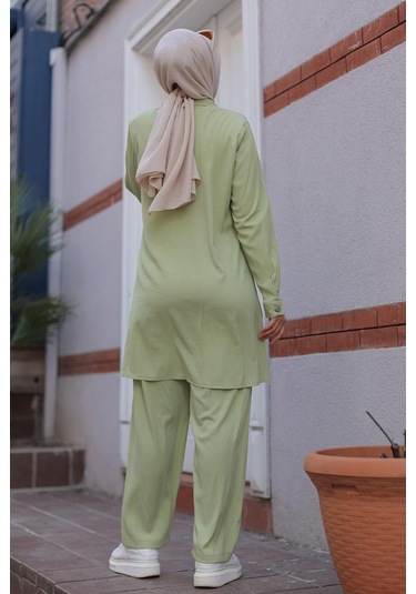 Cep Detaylı Tesettür Mint Takım Mint Mint Yeşili