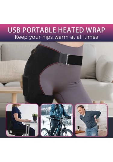 Willowhaven 1 Adet Isıtmalı Titreşimli Masaj Kalça Pedi 3 Sıcaklık Ayarlı Taşınabilir Şarjlı Hediye Siyah