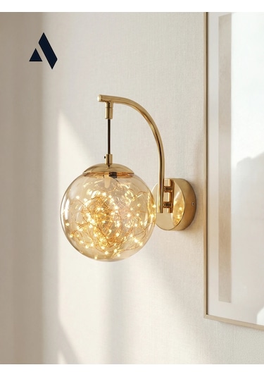 Glow Cam Peri Led Aplik Gold & Gümüş Gövde, Dekoratif Duvar Aydınlatma Gold