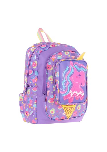 Kaukko Kids Üç Gözlü Kız Çocuk Okul Sırt Çantası Unicorn Detaylı - L5224 Mor - Sarı
