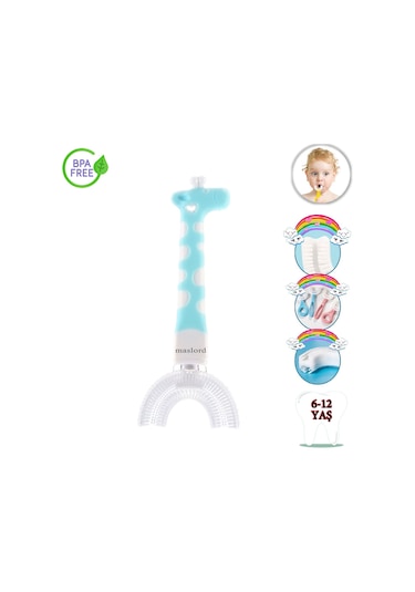 Mas Lord U Tipi Yeni Nesil Diş Fırçası - Mavi - Zürafa Model  6-12 Yaş