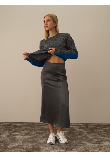 Gri Regular Fit Saten Etek 24kb22270387-055 Gri