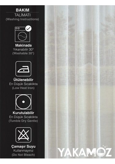 Ekru Renk Keten Görünümlü Ekstraforlu Tül Perde Linen Touch Serisi Ekru