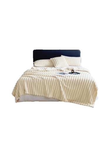 Tavşan Yünü Battaniyesi: Flanel Ofis Araç Küçük Battaniye-beyaz 200 150 Beyaz