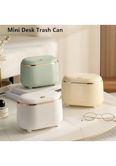 Novahub Beyaz Kapaklı Mini Çöp Kovası Küçük Çöp Kutusu Masası Çöp Kutusu Tezgah Üstü Minik Masaüstü Atık Çöp Kutusu Ticari Ofis Çöp Sepeti Beyaz Beyaz
