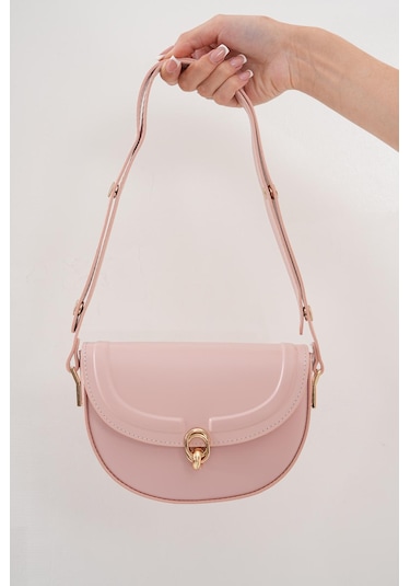 Acı Kahverengi Suni Deri Ayarlanabilir Askılı El ,kol Ve Omuz Çantası Açık Pembe