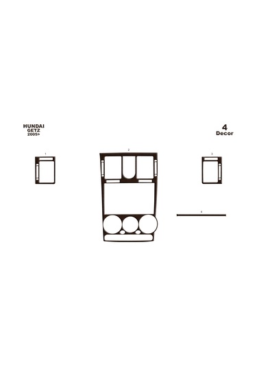 Hyundai Getz Konsol-torpido Kaplama 2005-2010 4 Parça-koyu Meşe Seçenekler