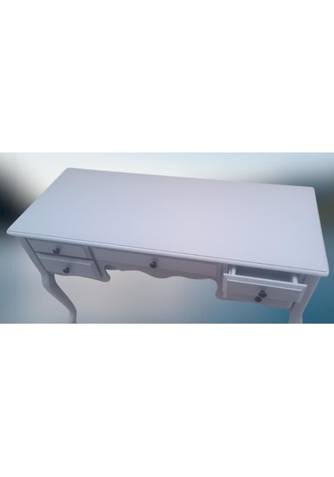 Dresuar Makyaj Masa 5 Çekmece Kayın Aslan Ayak Parlak Lake Gri Kutuda Sevk El Yapımı Gri