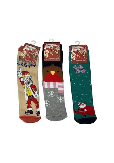 3'lü Yılbaşı Havlu Kadın Soket Çorap Yeşil