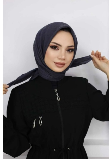 Melodi Scarf Kadın Tesettür Pratik Bambu Kraş Eşarp Antrasit Antrasit