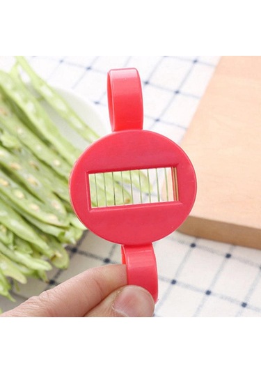 Ximistore9 2'li Paket Yeşil Fasulye Dilimleyici, Fransız Stili Uzun Bezelye Kesici, Paslanmaz Çelik Bıçaklı Mutfak Aleti Kırmızı