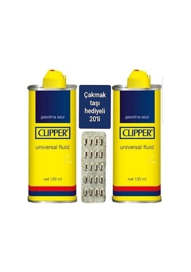 Clipper Benzin Çakmak Benzini 2 Adet x 133Ml+ 20 Li Çakmak Taşı