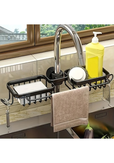 Cordial 1pc Sıngır Mutfak Organizer, Sünger Ve Sabun İçin Çok Amaçlı Sink Rack, Asma Sepet Ve Aksesuarlar İçin Kullanışlı Saklama Çözümü Siyah Siyah