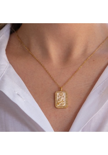 Çelik Kolye Yengeç Burcu Tarot Model K-106 Altın