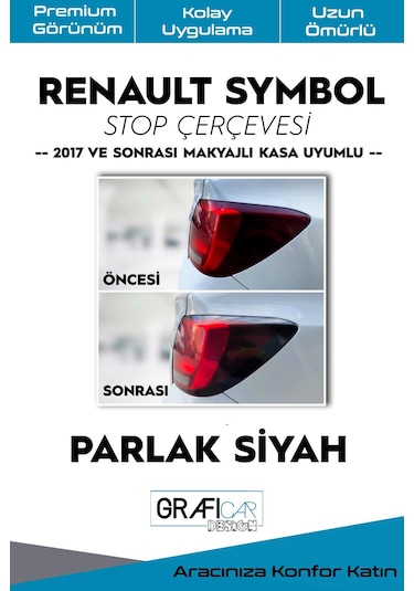 Renault Symbol Stop Çerçevesi Sticker 2017 Sonrası / PARLAK SİYAH
