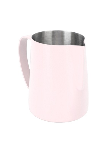 Konesam 304 Paslanmaz Çelik 480ml İç Ölçülü Uçlu Ağız Latte Kahve Süt Köpük Kupa Pembe