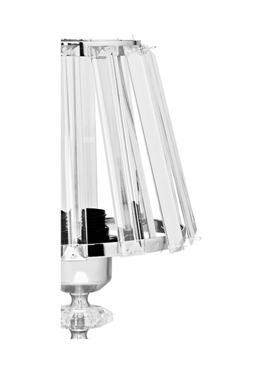 Gerçek Kristal Cam Başlık Krom Metal Gövdeli 2'li Yatak Odası Abajur İki Adet Gece Lambası Krom