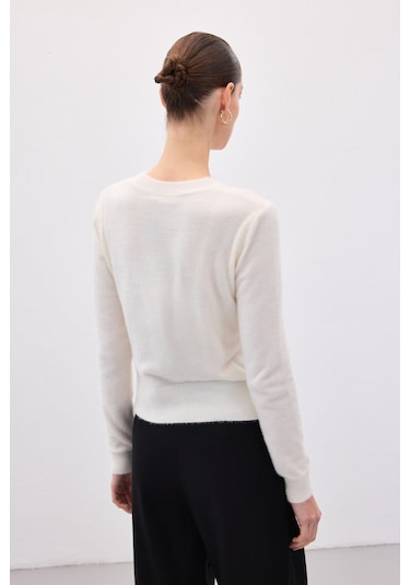 Sateen Sakallı Triko - Ekru-136617 Ekru