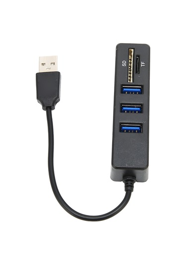Xindoker Usb 2.0 3 Port Hub + Tf/sd Kart Okuyucu, 480mbps Hızlı Veri Transferi, Plug & Play, Siyah Abs Malzeme, Geniş Uyumlu Çok İşlevli Çevirici