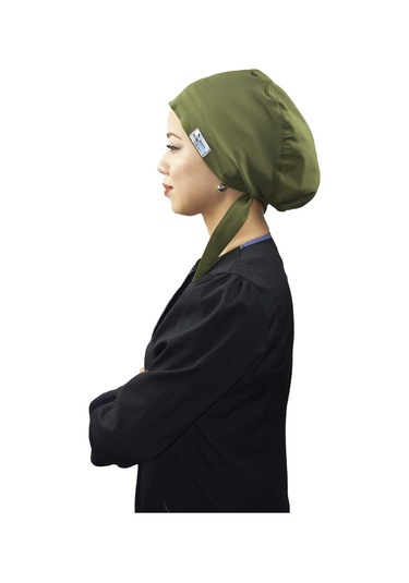 Tesettür Düz Haki Yeşil Doktor Hemşire Aşçı Tesettür Cerrahi Bone Yeşil