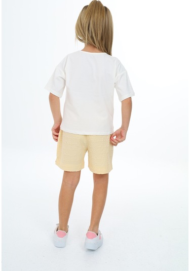Toontoy Kız Çocuk Grow Baskılı Şortlu Takım Sarı