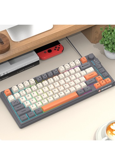 Maiyame Abs Plastik Renkli Arkadan Aydınlatmalı 81 Tuşlu Kablolu Usb Oyun Klavyesi - Mavi, Alacakaranlık, Menekşe