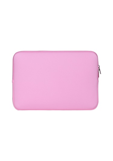 Folinda 14 İnç Laptop Ve Ultrabook İçin İnce Tasarım, Folyo Dolgulu Koruyucu Kılıf - Açık Pembe Zipli Zarf Stili Açık Pembe