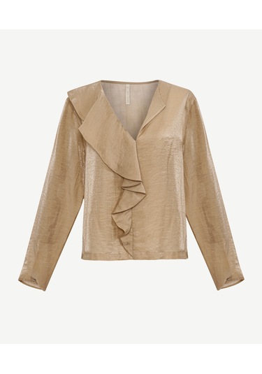 Yargıcı Regular V Yaka Uzun Kol Bluz 25kkbl6025x 017 Bej