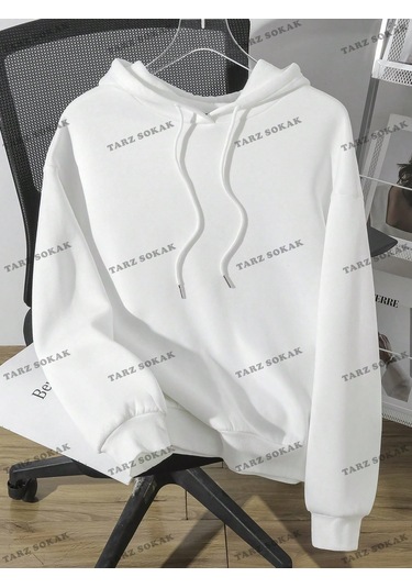 Y2k Trend Sezon Unisex Retro Sweatshırt Kapşonlu Kod 1791 Trz1826 Beyaz