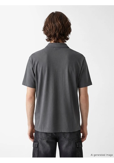 Lc Waikiki Gri Oversize Polo Yaka Ford Baskılı Erkek Tişört