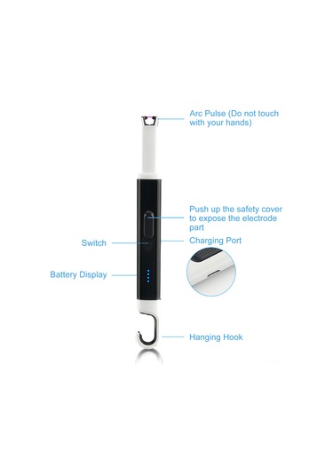 Konesam Gül Altınlı Usb Şarjlı Elektrikli Çakmak, Elektrikli İldırım Ateşleyici, Pil Göstergeli, Rüzgarlı Ortamlarda Kullanıma Uygun, Mangal Ve Mum Ateşleyici Çok Renkli