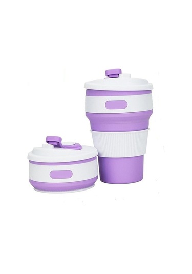 350 Ml Katlanır Taşınabilir Silikon Teleskopik İçme Kahve Fincanı Çok Fonksiyonlu Silika Bardak Seyahat Mor Mor