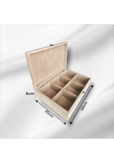 Ahşap Boyanabilir 6 Bölmeli Saat-takı-aksesuar-organizer Kutu