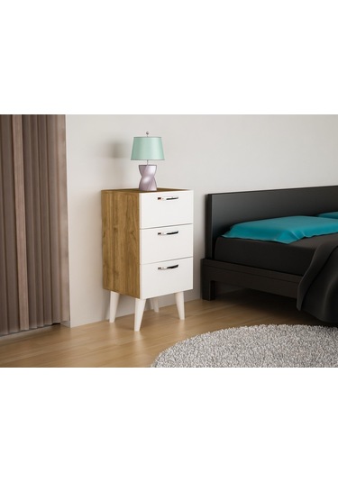 Dekorister Bellini 3 Çekmeceli Şifonyer Beyaz-Ceviz