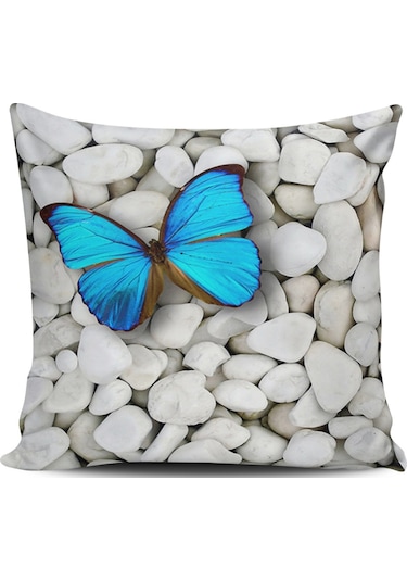 Kırlent Dünyası Kelebek Figürlü Dijital Baskılı Kırlent Kılıfı