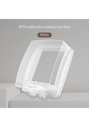 Ximistore9 Banyo Tuvalet Ip55 Su Geçirmez Kapağı - 86 Tipi Şeffaf Siyah Yapıştırmalı Anahtar Priz Koruyucu Kutu