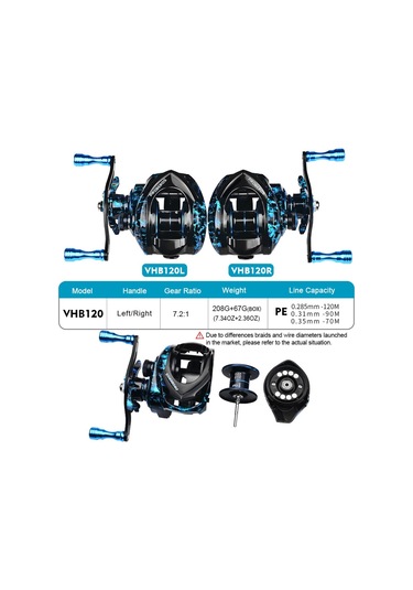 Proberos Vhb120 Metal Baitcasting Makarası 3+1bb Rulmanlı Balıkçılık Makarası - Sağ El
