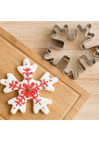 Paslanmaz Çelik Kek Kurabiye Noel Karları Şekilli Kalıp Çok Renkli