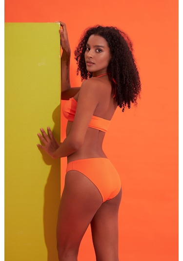 Loya Kadın Turuncu Fitilli Straplez Tek Üst Bikini