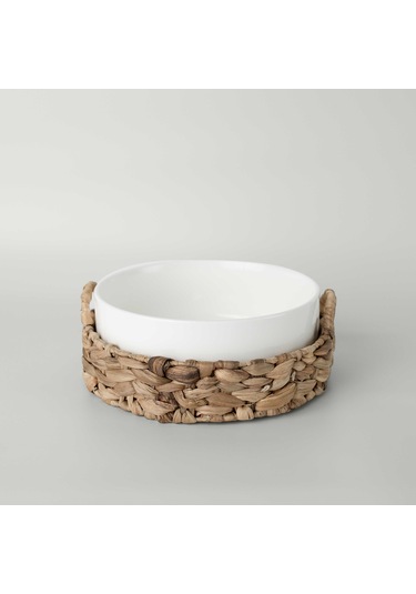 Linens Straw Porselen 27,7x10 Cm Sunum Kasesi Beyaz