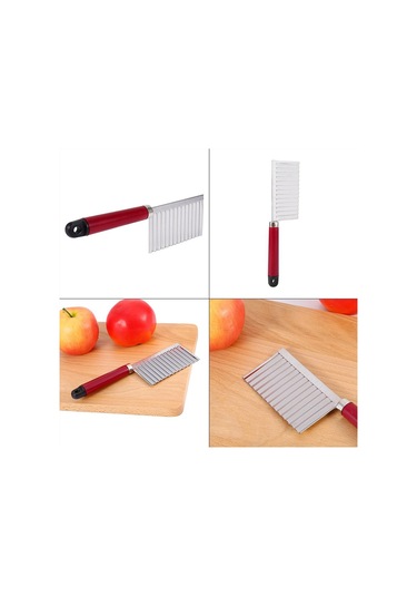 Patates Dalgalı Kenarlı Bıçak Çok İşlevli Paslanmaz Çelik Meyve Kesme Pişirme Aleti Gümüş