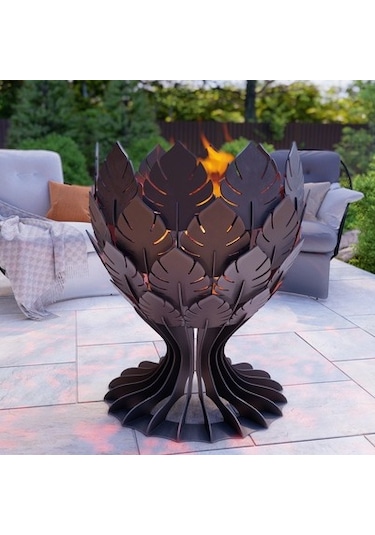 Yaprak Kadehi Ateş Çukuru Bahçeniz İçin Dekoratif Dayanıklı Siyah