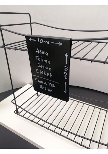 10 Adet Silinebilir Karatahta Siyah Etiket 14 x 10 CM Tel Raflar 8 Mm