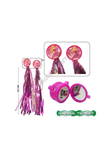 Hsgl Bisiklet Kartlı Püskül Pembe Aynalı Zil Set Siyah