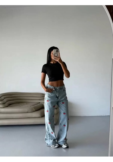 Paradise Cherry Cool Wide Leg Jean Çok Renkli