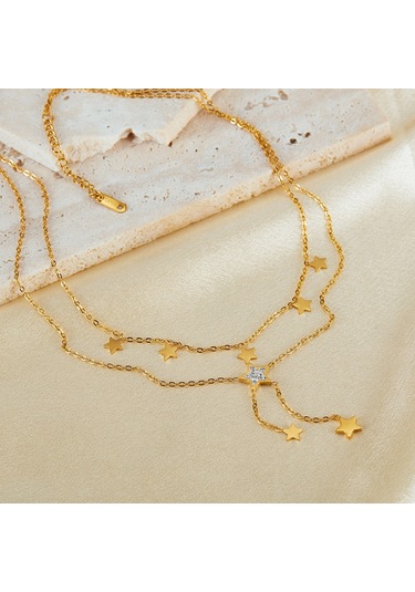 Sones Opk Gx2436 Paslanmaz Çelik Püskül Pentagram Kolye Yığma Kolye Altın