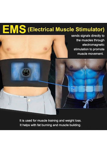 Yuntech01 Akıllı Zayıflama Kemeri - 9 Seviye Ems Masajlı Karın Kası Şekillendirici Siyah