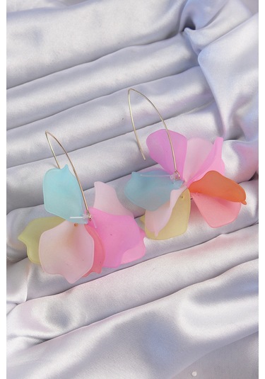 Pirinç Flora Küpe Karışık Renkli Çok Renkli