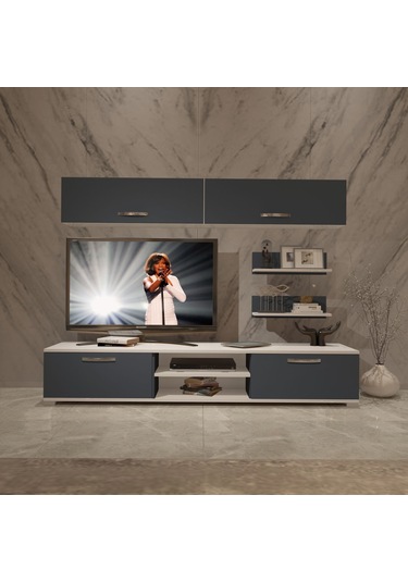 Decoraktiv Eko 5 Mdf Dvd Tv Ünitesi Tv Sehpası Beyaz - Antrasit